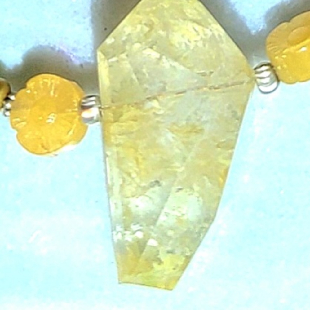 Chunky Citrine Peridot Pearl Adventurine Sterling 925 Necklace 34" - Picture 5 of 8